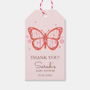Flicka Rosa Butterfly Baby Shower Gift Märkres Presentetikett