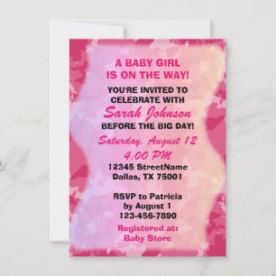 Flicka - Rosa Camo Thed Baby Shower Inbjudan