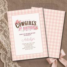 Flicka Rosa Cowgirl Gingham Foto 1-årsdag