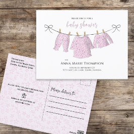 Flicka Rosa Cute Watercolor Blommigt Cloline Vykort