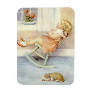 Flicka Rosa Dress Rocking-stol Magnet