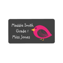 Flicka rosa fågel söta namn etiketter bok