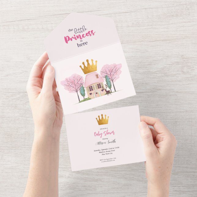 Flicka Rosa Fairy Castle Princess Baby Shower (Avrivbar del)