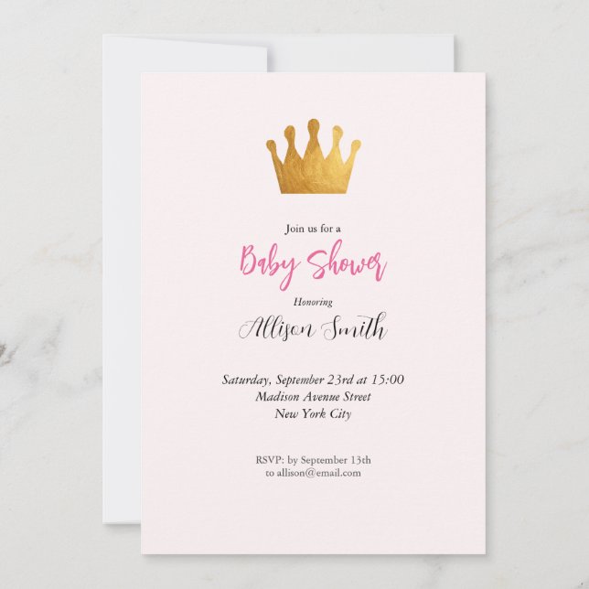 Flicka Rosa Fairy Castle Princess Baby Shower Inbjudningar (Baksida)