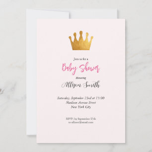 Flicka Rosa Fairy Castle Princess Baby Shower Inbjudningar