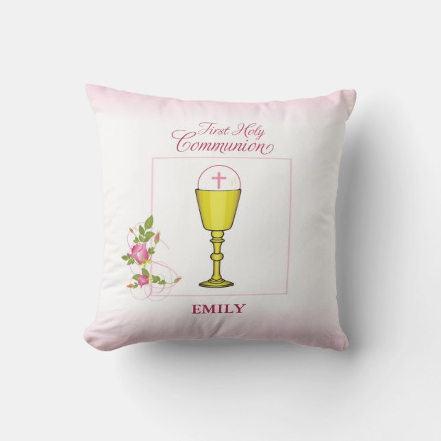 Flicka Rosa Första Nattvarden, Kalk, Värd, Ros Kudde (Framsida)