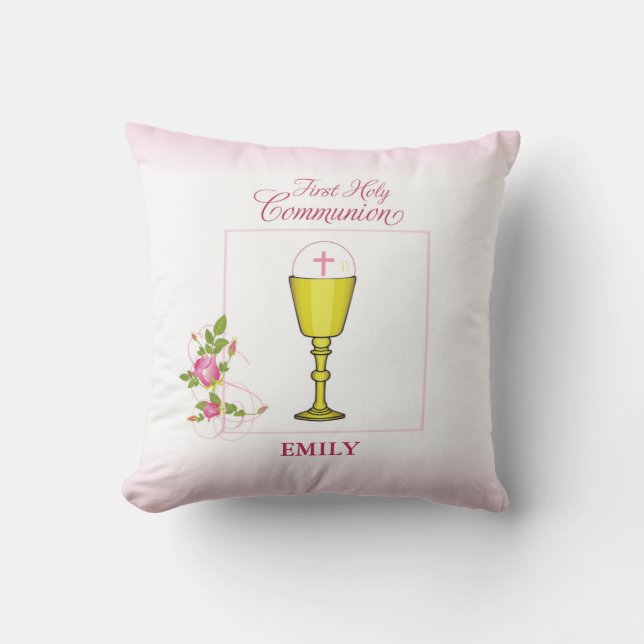 Flicka Rosa Första Nattvarden, Kalk, Värd, Ros Kudde (Framsida)