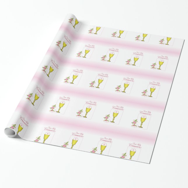 Flicka Rosa Första Nattvarden, Kalk, Värd, Ros Presentpapper (Utrullad)