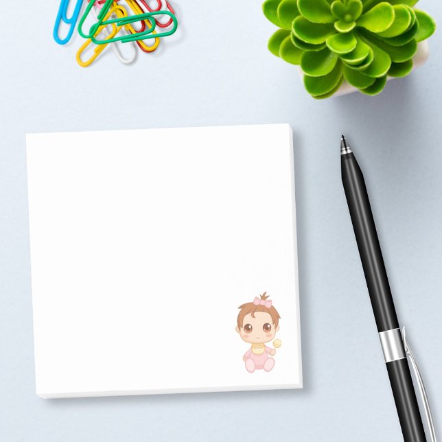 Flicka Rosa Jumpdrädräkt Post-it Block (Skapare uppladdad)