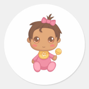Flicka Rosa Jumpdrädräkt Runt Klistermärke