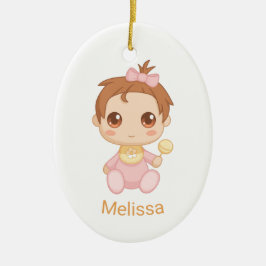 Flicka Rosa-jumpdräkt, eget namn och foto Julgransprydnad Keramik