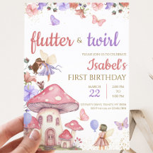 Flicka Rosa Lila Blommig Älva Födelsedag