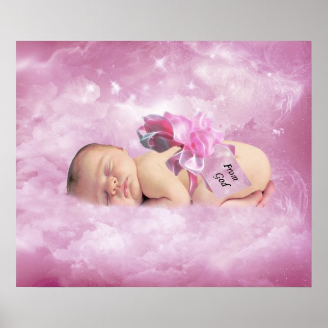 Flicka rosa moln fantasysovrum poster (Framsidan)