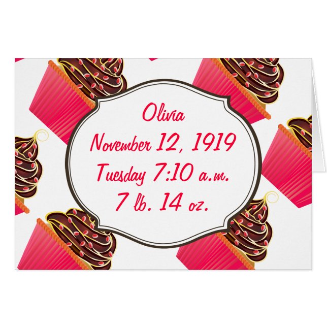 Flicka Rosa Muffinss meddelande om en flicka Hälsningskort (Framsidan Horizontal)