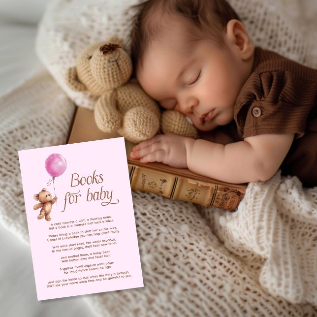 Flicka Rosa Nalle Bokar för Baby Tilläggskort (Skapare uppladdad)