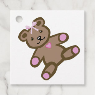 Flicka rosa nalle gåvor etiketter