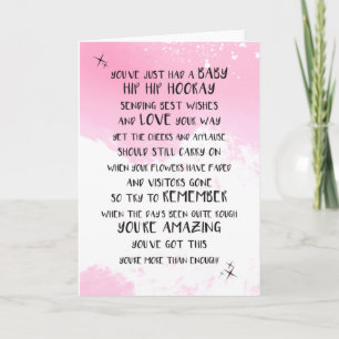 Flicka, Rosa Newborn, New Parent Advice Kort