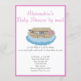 Flicka Rosa Noahs inbjudan till Ark Baby Shower