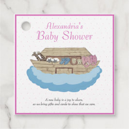 Flicka Rosa Noahs inbjudan till Ark Baby Shower Gåvor Etiketter