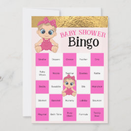 Flicka Rosa och Guld babydusch Bingo Game
