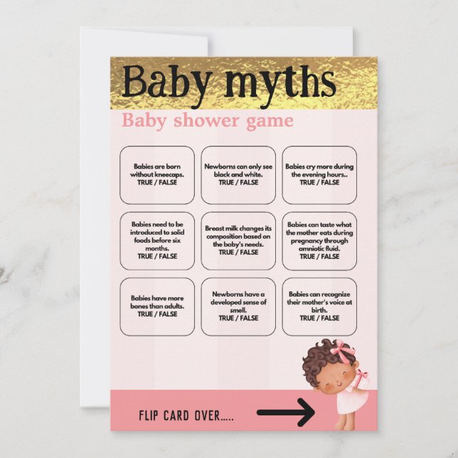 Flicka Rosa och Guld Babyduschspel (Framsida)