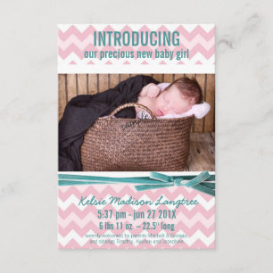 Flicka Rosa och Teal Chevron Photo Meddelande