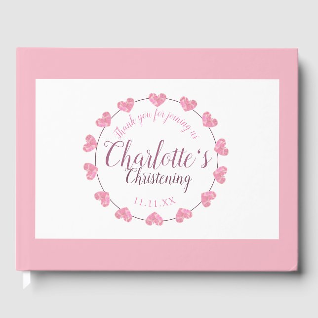 Flicka-rosa och vit personlig gästböcker (Framsida)