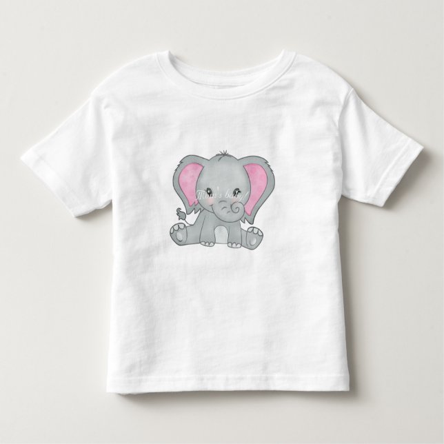 Flicka rosa öron elefant T-Shirt (Framsida)