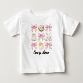 Flicka Rosa Påskhare Coquette Bow T Shirt