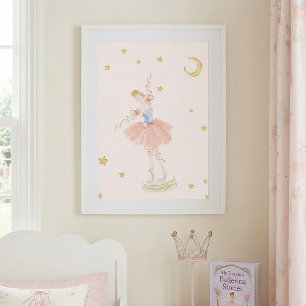 Flicka Rosa Prinsessa Balettdansös Sagovärld Sover Poster
