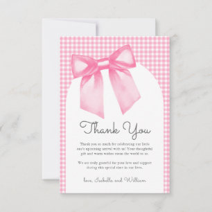 Flicka Rosa Rosett Baby Shower Tacksamhetskort Tack Kort