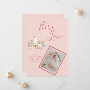Flicka Rosa Script Cute Elegant Baby Birth Meddelande