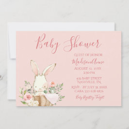 Flicka Rosa Script Cute Elegant Baby Inbjudningar