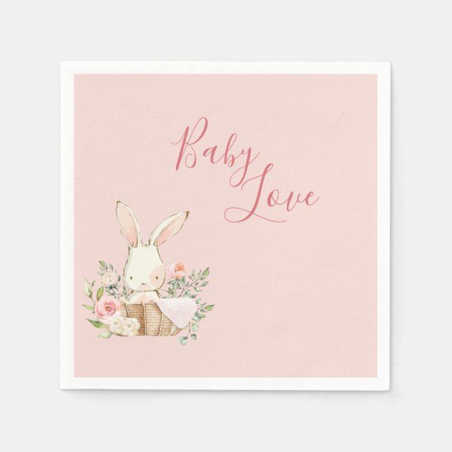 Flicka Rosa Script Cute Elegant Baby Pappersservett (Framsidan)