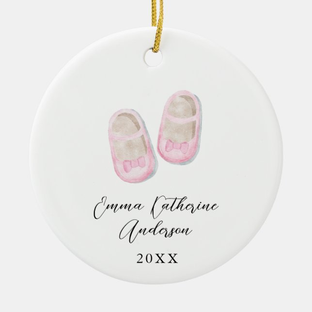 Flicka Rosa Shoes jul Ceramic Ornament (Framsidan)