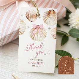 Flicka Rosa Slinga Skal Baby Shower Present Tag Presentetikett