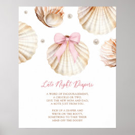 Flicka Rosa Slöja Skal Babyfirande Sen Blöja Affis Poster
