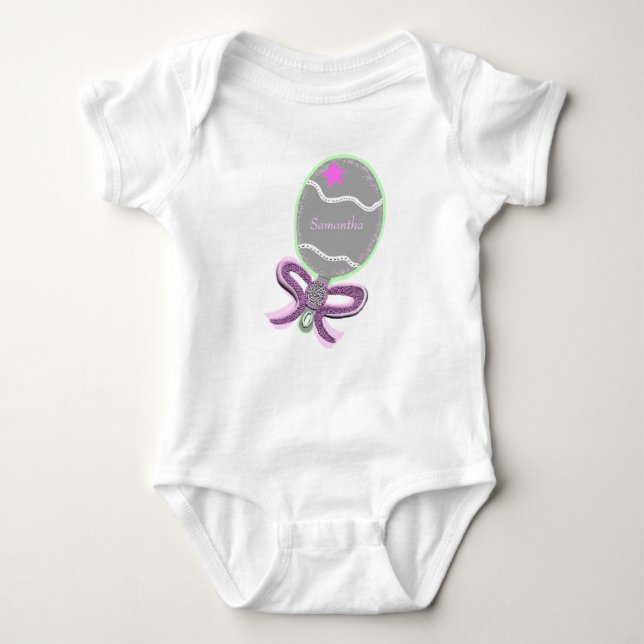 Flicka Rosa Star Rattle T-Shirt-CUSTOMIZE Namn T-shirt (Framsida)