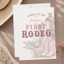 Flicka Rosa Vintage Första Rodeo 1-årsdag