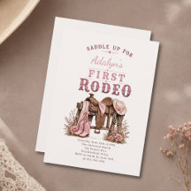 Flicka Rosa Vintage Första Rodeo 1-årsdag
