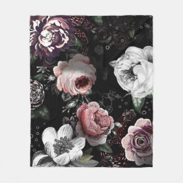 Flicka Rosa White Black Victorian Ro Mönster Fleecefilt