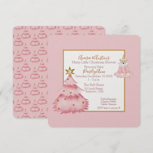 Flicka Rosa White Julgran Shower Inbjudningar