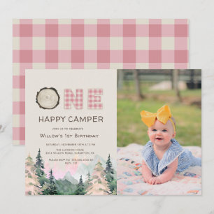Flicka Rustic One Lycklig Camper Birthday Inbjudningar