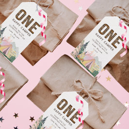 Flicka Rustic One Lycklig Camper Birthday Presentetikett
