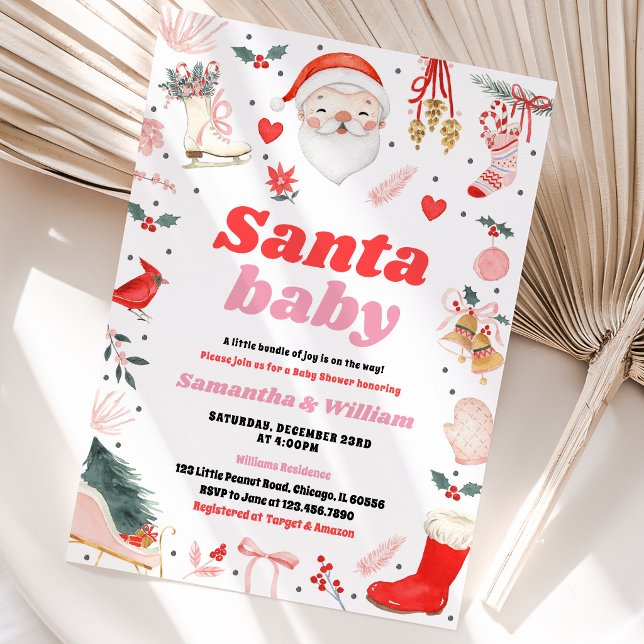 Flicka Santa Baby Baby Shower Inbjudningar (Skapare uppladdad)