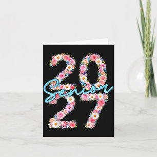 Flicka senior 2027 klass 2027 blommig blomma kort