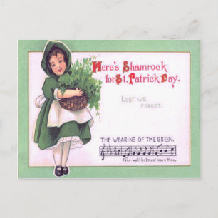 Flicka Shamrock Wearing of the Grönt Vykort