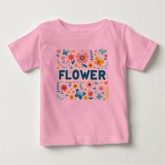 Flicka-shirt med Cute Brev och Flowers T Shirt