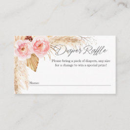 Flicka Shower Boho Blommigt Diaper Raffle biljett Tilläggskort
