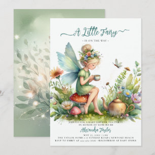 Flicka Shower Fairy Tea Kopp Wildblomma Mushroom Inbjudningar